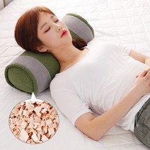 [에코숲라이프] 편백 메밀 바이오칩 H.골지 원형베개, 블랙