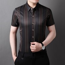 드레스셔츠 커프스 남자 남성 와이셔츠 브랜드 여름 반팔 남성 럭셔리 실크 드레스 셔츠