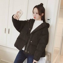 가바바 여성 패딩 겨울면 학생룩 소프트 데일리 후드 숏 패딩 G40253
