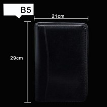 노트커버 공책 A6/A5/B5 관리자 폴더 패드폴리오 일기 노트 및 저널 계산기 바인더 나선형 북 비즈니스 지퍼 백 라인 핸드북, [15] B5 Black