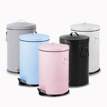 파스텔 모던 컬러 휴지통 (양철) 3L/5L/12L/20L (블루/핑크/블랙/화이트/그레이), 블랙, 12L, 1개