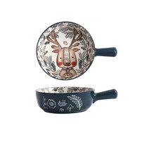 BLOWFISHFUGU 북유럽 캐릭터 손잡이 그릇 라면 그릇냉면 그릇 세트/도자기 손잡이 그릇, 1개
