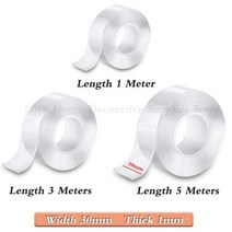 초강력 금속 철 신발 타이어 방수 접착제 203050mm 너비 양면 테이프 투명 재사용 가능한 나노 테이프 강한 스티커 자동차 장식 주방 욕실, 1.18인치(30mm) 폭, 1mm, 118.11인치(3미터)