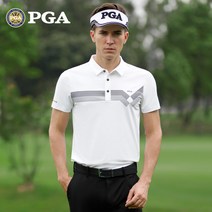 PGA 골프 의류 남성 반팔 티셔츠 여름 카라 상의 스포츠 40대 50대 선물, XL, 화이트