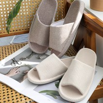 모던 스트라이프 거실화 사무실 슬리퍼, 거실화-스트라이프 베이지 (~250mm)