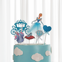 케이크 토퍼 픽 생일 공주 엘사 케이크만들기 레터링케이크 유치원 어린이집 케익 브라이덜샤워 키즈 홈 파티, 세트★신데렐라 1