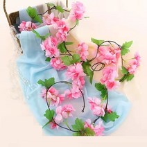 미니어처소품 병 음식 과일 빵 2.2 미터 인공 벚꽃 등나무 웨딩 아치 화환 홈 실내 야외 장식 장식품 아이비 정원 장식, 짙은 분홍색