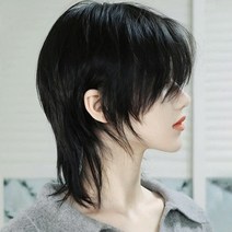 남자 가발 장발 긴머리 허쉬컷 울프컷 통가발 롱헤어 스타일링, 1개, 다크브라운 + 케어액 + 브라켓