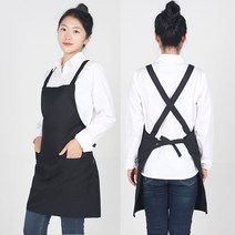 오투라이프에이프런 베이직 X자형 투포켓 무지 앞치마, 블랙, 1개