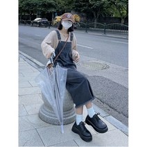 투비전스토어 멜빵청바지 스몰 에이지 감소 서스펜더 스커트 투피스 세트 여성용 마모 스플릿 중간 길이 가을