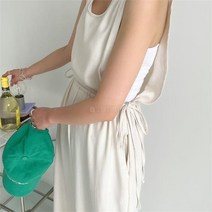 브이와이 VY 여자 린넨원단 나시끈 SS 점프수트