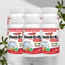 캐나다 비타민 D 3 K2 고함량 1000 IU 디 dk2 MCT오일 300 캡슐 6개, 300정