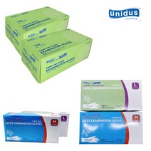 유니더스 파우더 프리 이그잼 스킨엔젤 라텍스 장갑 의료용 주방용 위생용 니트릴 글러브, 유니더스 이그잼 라텍스 장갑, M