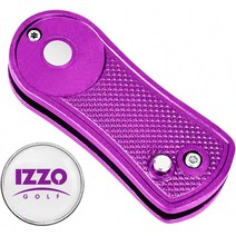 Izzo Golf 금속 접이식 골프 디봇 수리 도구 이동식 자석 골프 공 마커가있는 보라색, 단일옵션