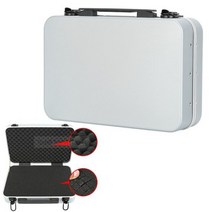 프리컷 쉘 케이스 폼 보관 하드 알루미늄 야외 도구 상자 운반 합금 악기, 실버, 395x275x120mm