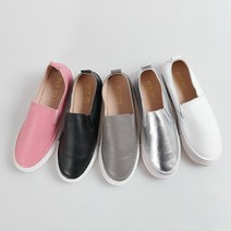 다잇템 여성 플랫폼 두꺼운굽 레더 핑크 은색 슬립온