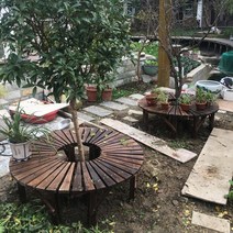 벤치 야외 의자 공원 정원 방부목 꽃받침대 원목 시트 둘레 나무 고리 판자 가든 베란다 꽃꽂이