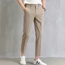이유까까 남성용 슬림 핏 스판 9부 인생 슬랙스