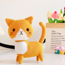 고양이 뜨개인형 코바늘 손뜨개 diy재료 취미생활, 라지 오렌지 재료