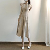 요시아나 [당일발송] 여리여리 클라라 러플장식 뒷리본 니트 원피스 -2컬러