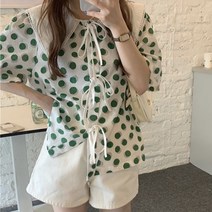 쏭포유 / 도트무늬 리본 블라우스 2color