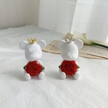 카네이션 베어 석고방향제 세트 어버이날 스승의날 선물 행사 선물, 은색, 화이트, 미드썸머나잇