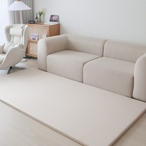 쁘띠메종 한판매트 리넨 280X140X4cm, 리넨그레이X크림