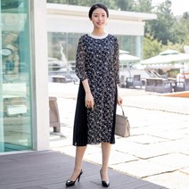 모슬린 엄마옷 플리츠 노방 7부 원피스 EOP304039 마담 미시옷 중년여성의류 빅사이즈 50대 60대여성옷