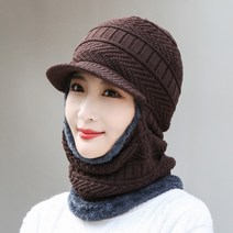바라클라바 니트워머 방한 후드 산호 양털 니트 모자 스키 마스크 모피 지퍼가 달린 따뜻한 겨울 모자 하이킹 스카프 얼굴을 따뜻하게 유지 발라클라바 사이클링 캡, 16 D-Brown