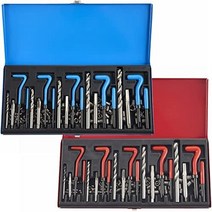 orion motor tech omt 메트릭 나사 수리 도구 키트 | hss 드릴 비트 탭 나사 인서트 설치 도구 및 m5 m6 m8 m10 m12 내부 나사 구멍 수리를 위한, 미터법 및 SAE 크기, 레드  블루 케이스