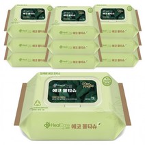 생분해 헬케어 에코 물티슈 72매x10개 캡형 레이온 100% 원단 아기물티슈, 상세페이지 참조