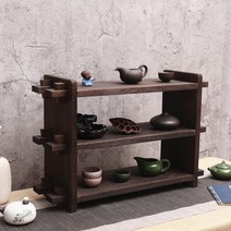 원목 다완 찻장 찻 잔다도 장식장 진열장 다기 수납장, 싱글 헤드 2단 60x14x24cm
