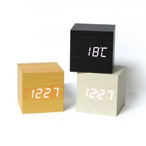 인테리어 LED 미니 탁상시계 우드 원목 침실 디지털 무소음 시계
