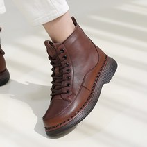 제이슈 천연소가죽 기모안감 폴드 레이스업 앵클부츠 3cm