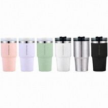 오슬로 리볼브텀블러 (핸들형) 차량용 휴대용 보온보냉 600ml 900ml 6컬러 빨대포함, 화이트