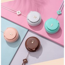 마카롱 충전용 선풍기 휴대용 목걸이 스탠드 벨트형 캐릭터 어린이 미니 탁상용 선풍기 C타입 USB 넥밴드 캠핑 등산 필수템, 블루