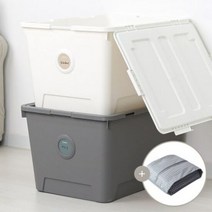 [올리빙]도트 리빙박스 120L 2P + 실속 이불정리함 대 1P, 크림그레이