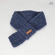 개나리 뜨개하우스 / 핸드메이드 헤링본 너음 목도리 완제품, 4. 블루+아이보리