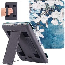 BOZHUORUI Kobo Clara 2e eReader (2022 출시 모델 N506)용 스탠드 케이스 - 더블 핸드 스트랩과 자동 슬립/웨이크 (매그놀리아) 포함 프리미엄 PU, Magnolia, Magnolia