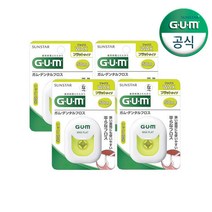 GUM 검 치과 그린 왁스 휴대 치실 (50m) 4개, 단품