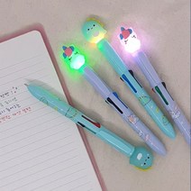 레이지스타 LED 라이트 4색 볼펜 답례품 귀여운 젤펜 학용품 달란트시장 캐릭터 단체 학원 교회, 단품, 단품