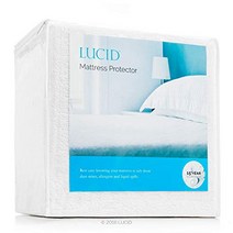 LUCID Premium Hypoallergenic 100% Waterproof Mattress Protector - 15-Year Warranty - Vinyl Free - Ca, 1, White