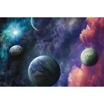 MOON.QG 사진 배경 갤럭시 성운 행성 소년 생일 파티 장식 우주 별 반짝이 소품, 16 2THXY00017_06 300x200cm