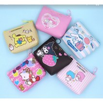 산리오동전지갑2 사각 파우치 PU소재 시나모롤 쿠로미 마이멜로디