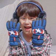 마블 캡틴 쉴드 스키장갑 캡틴아메리카 겨울 방한 패딩 방수 장갑