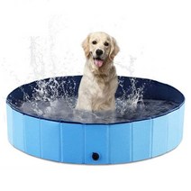 강아지수영장 개를위한 애완 동물 수영장 Foldable Kiddie Pool PVC 목욕 욕조 개 고양이를위한 야외, 5.Blue - 80CM
