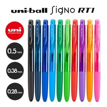 유니 시그노 RT1 볼펜 노크식 0.28, 0.28mm:레드 (15), 1개