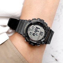 카시오 10년 배터리 100미터 방수 듀얼타임 라이트 다이버 시계 1500X 블랙A