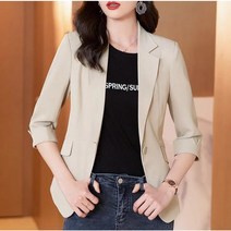 Momolatti 여성용 클래식 블레이저 슬림 쇼트 오버핏 자켓