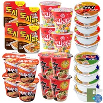 더블비 농심 오뚜기 팔도 컵라면 6종 총 24개 (육사발 4개 + 김치사발 4개 + 신라면 4개 + 새우탕 4개 + 진라면 매운 4개 + 도시락 4개)+더블비카드거울, 1세트